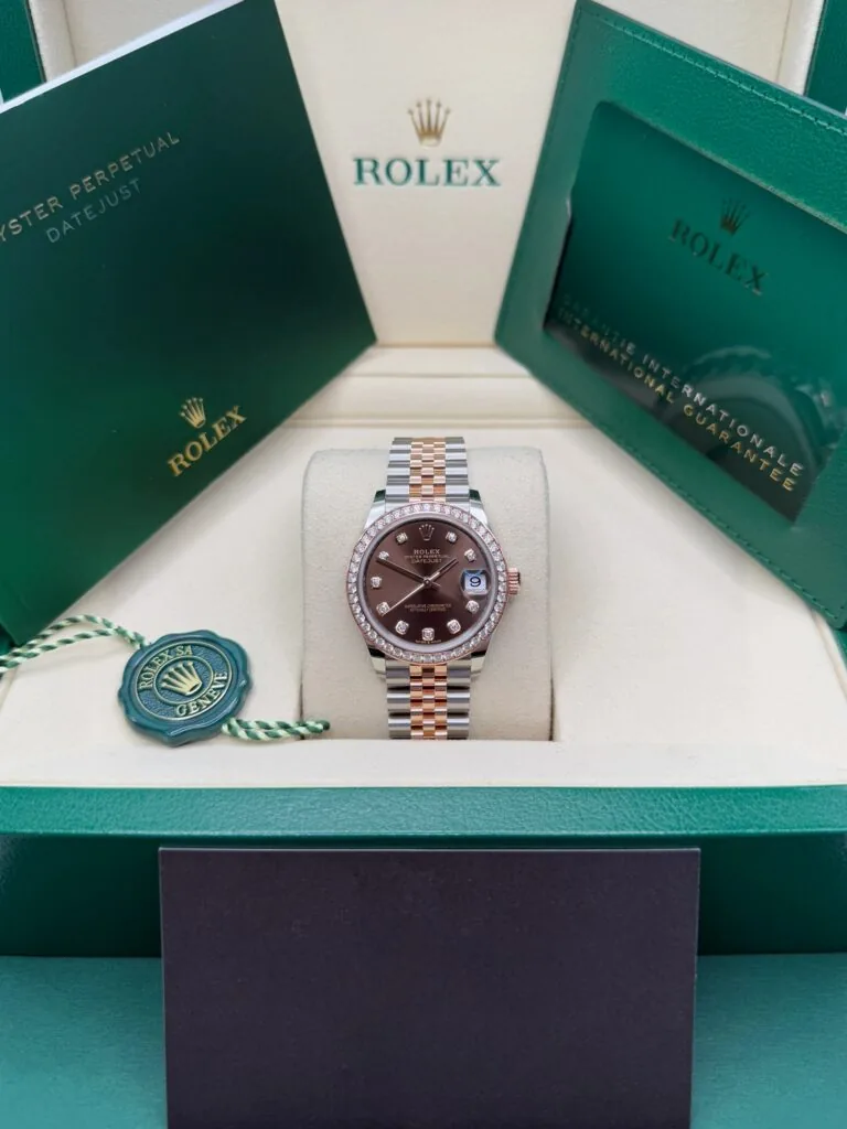 RLX Datejust m278381-0027/0028 Chocolate Diamond 31mm Dial Diamond-Set Bezel and Oyster Bracelet Watch