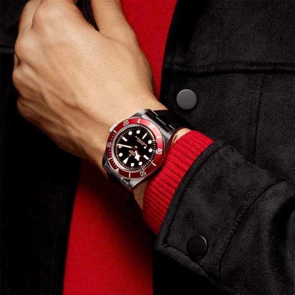 【7A Quality】TUDOR Black Bay 41mm Black Dial & Red Bezel Men's Rubber Strap Watch M7941A1A0RU-0002