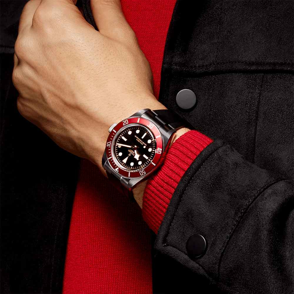【7A Quality】TUDOR Black Bay 41mm Black Dial & Red Bezel Men's Rubber Strap Watch M7941A1A0RU-0002