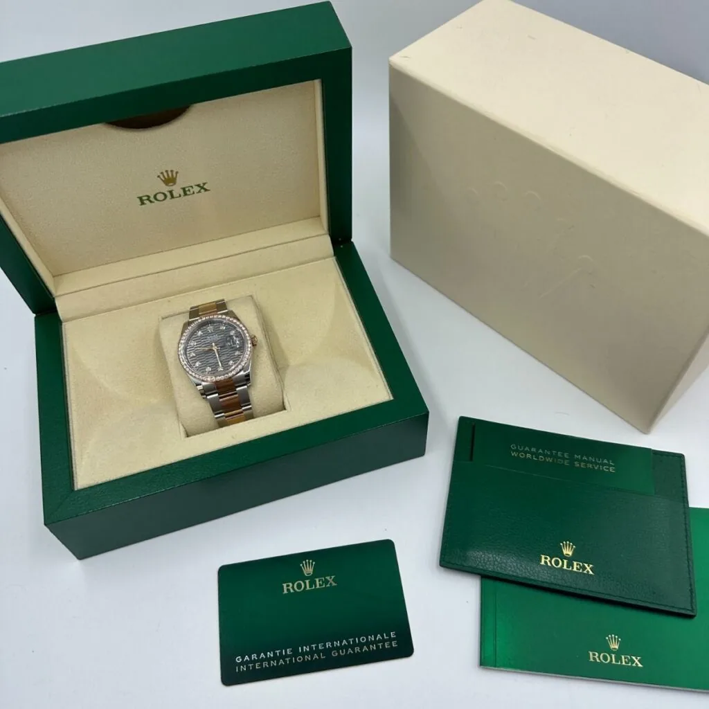 RLX Datejust 36mm 126281 Slate Fluted Motif Diamond Dial Diamond Bezel and Oyster Bracelet