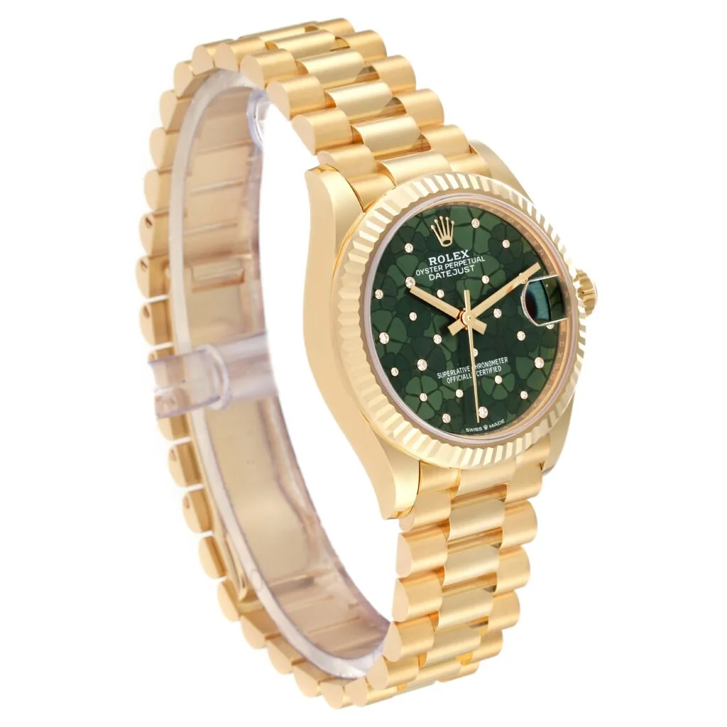 RLX Datejust m278278-0046 Olive Green Floral Motif 31mm President Bracelet Watch