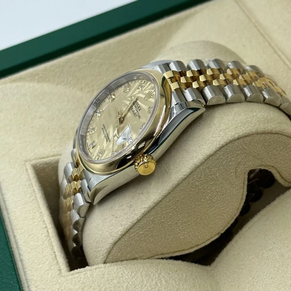 RLX Datejust 36mm 126203 Golden Palm Dial Domed Bezel Oyster Bracelet