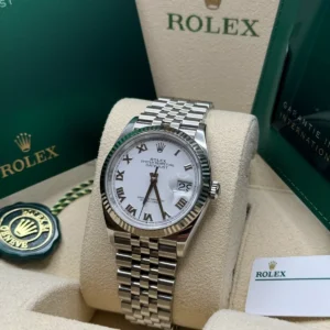 RLX Datejust 41mm Smooth Bezel White Roman Dial Jubilee - 126300
