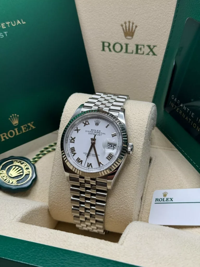 RLX Datejust 41mm Smooth Bezel White Roman Dial Jubilee - 126300