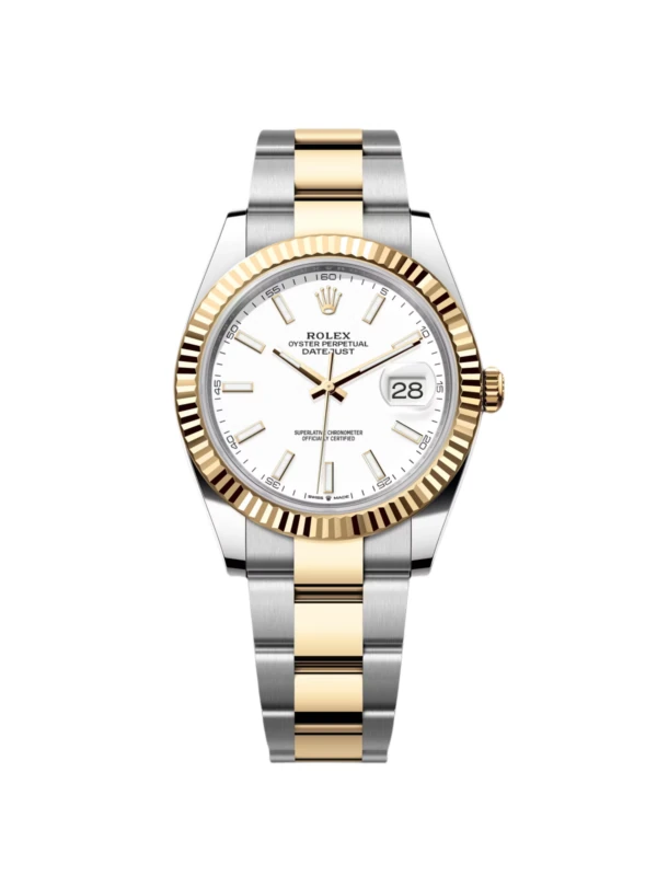 RLX Datejust 41mm 126333 White Index Oyster Steel and Yellow Gold Mens Watch