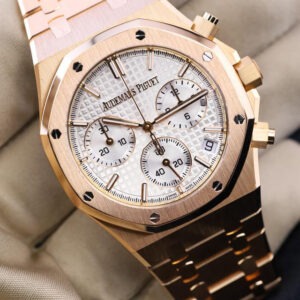 A&P ROYAL OAK Pink Gold Silver-Toned Dial CHRONOGRAPH 41mm
