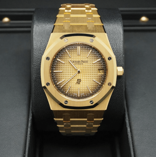 A&P ROYAL OAK "JUMBO" Smoked Yellow Gold-Toned Dial 39mm