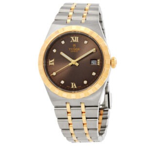 【7A Quality】TUDOR Royal 38mm Two-Tone Brown Diamond Dial Automatic Bracelet Watch M28503-0008