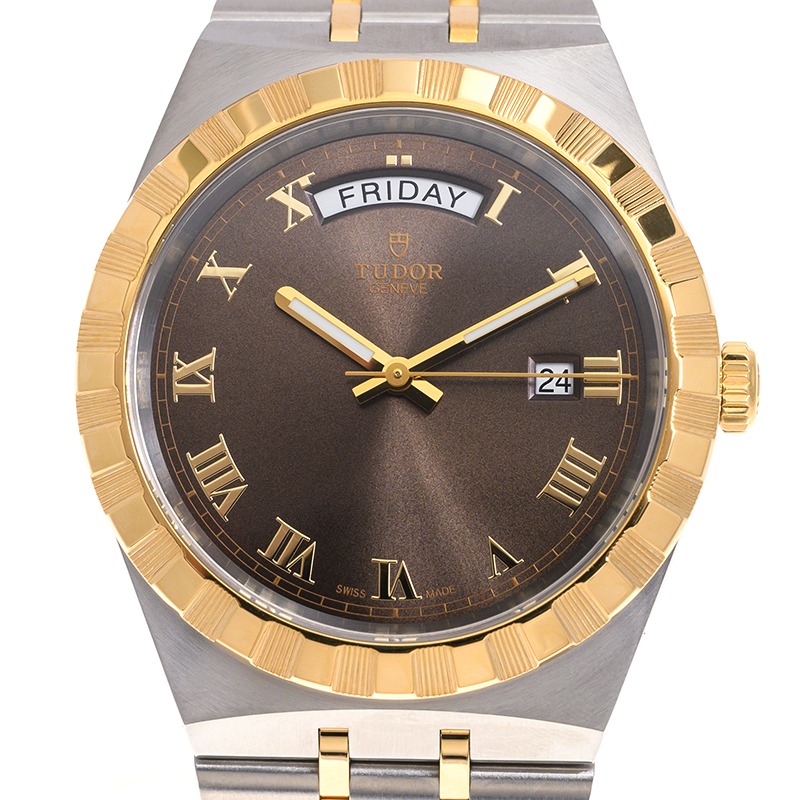 【7A Quality】TUDOR Royal Date/Day 41mm S&G Brown Roman Dial Automatic Watch M28603-0007