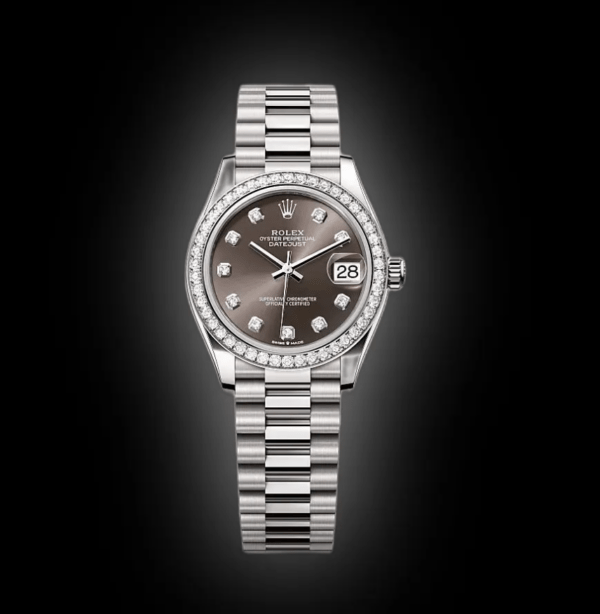 RLX Datejust m278289RBR-0006 Dark Grey Dial White Gold President Watch