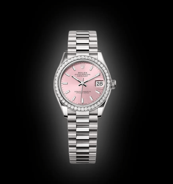 RLX Datejust m278289RBR-0013 Pink Dial White Gold President Watch