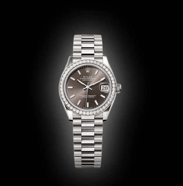 RLX Datejust m278289RBR-0014 Dark Grey Dial White Gold President Watch