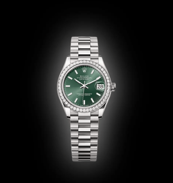 RLX Datejust m278289RBR-0015 Mint Green Dial White Gold President Watch