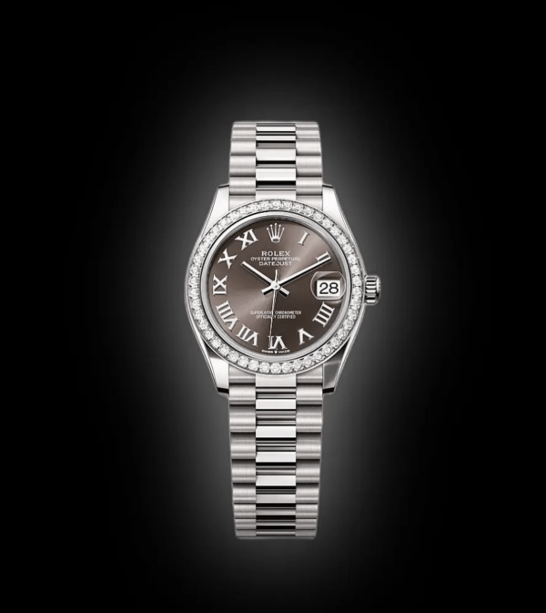 RLX Datejust m278289RBR-0017 Dark Grey Dial White Gold President Watch