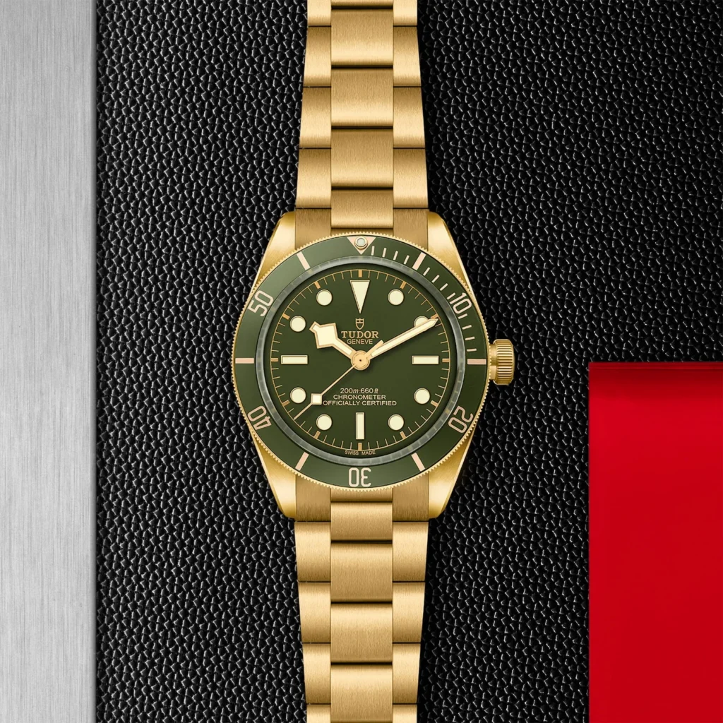 【7A Quality】TUDOR Black Bay 58 18K 39mm 18ct Yellow Gold Green Dial Bracelet Watch M79018V-0006
