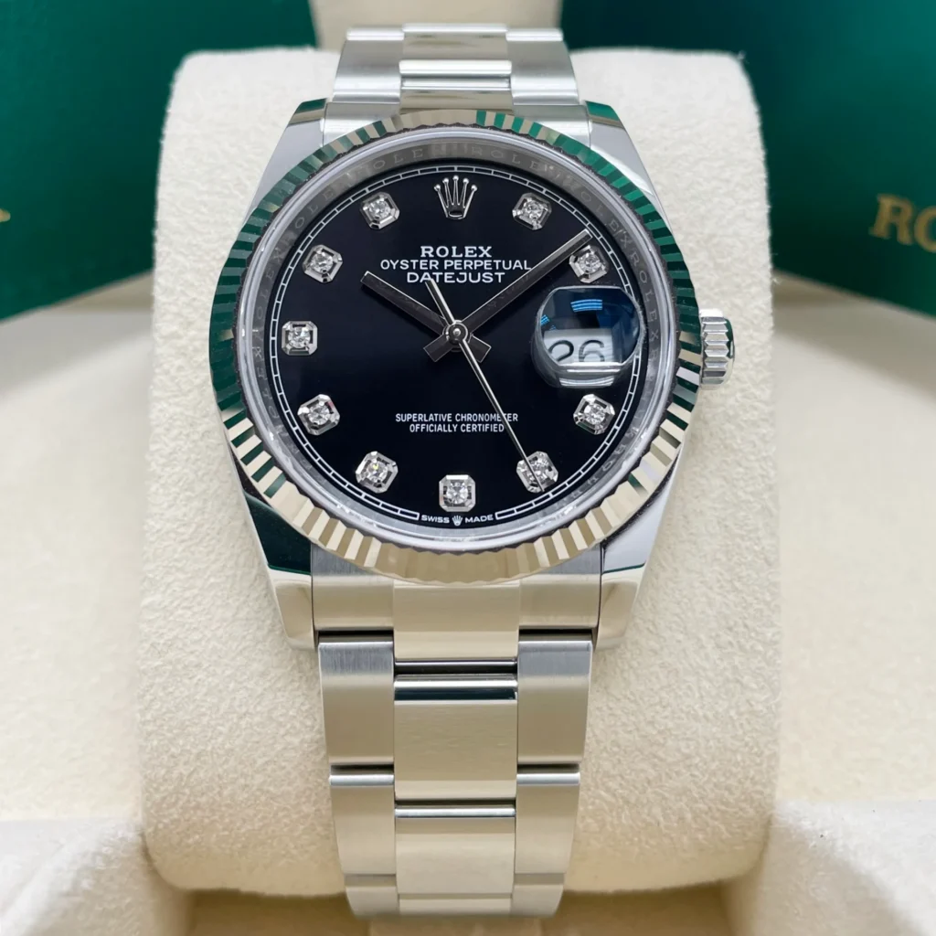 RLX Datejust 36mm 126234 Black Diamond Dial Stainless Steel Oyster Mens Watch