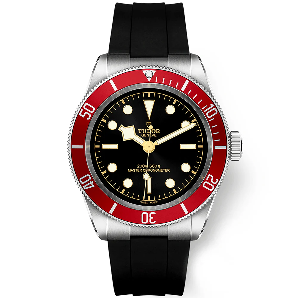【7A Quality】TUDOR Black Bay 41mm Black Dial & Red Bezel Men's Rubber Strap Watch M7941A1A0RU-0002