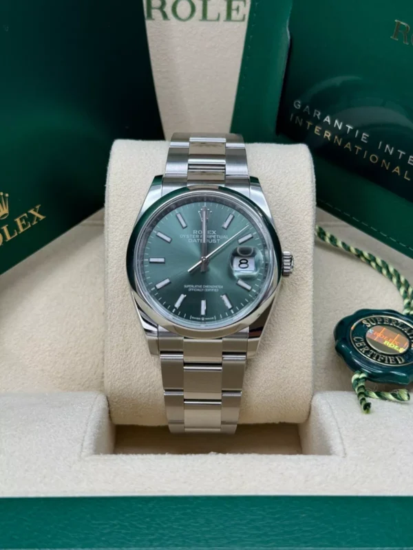 RLX Datejust 36mm 126200 Mint Green Dial Stainless Steel Oyster Bracelet Watch