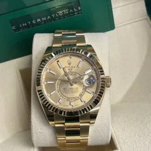 RLX Sky-Dweller 42mm 336938-0001/0004 Yellow Gold Champagne Dial Jubilee