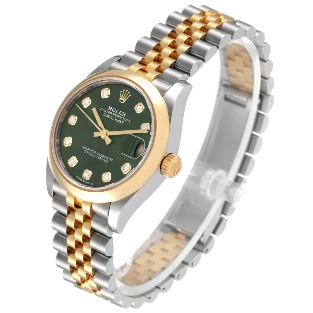 RLX Datejust m278243-0029/0030 31mm Olive Green Dial Yellow Rolesor Oyster Watch
