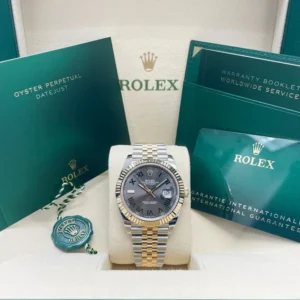 RLX Datejust 41mm 126333 Two-Tone Yellow Gold Fluted Bezel "Wimbledon" Dial Oyster