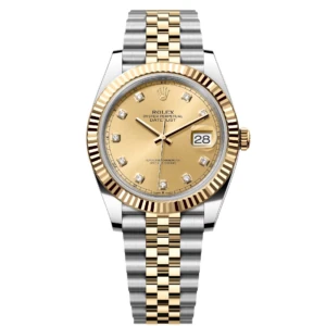 RLX Datejust 41mm Two-Tone Yellow Gold Fluted Bezel Champagne Diamond Dial Oyster - 126333