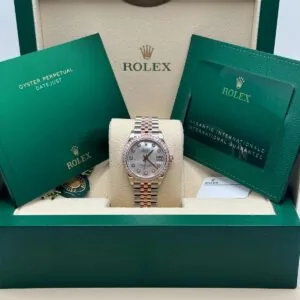 RLX Datejust m278381-0025/0026 Mother-of-Pearl Diamond 31mm Dial Diamond-Set Bezel and Oyster Bracelet Watch