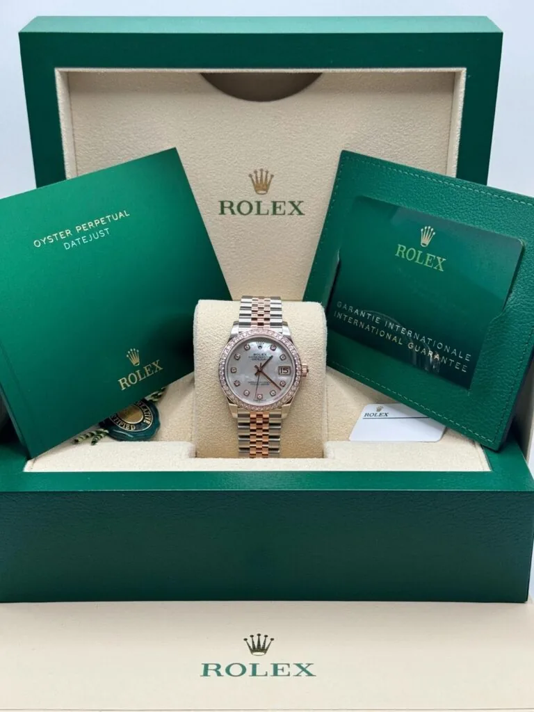 RLX Datejust m278381-0025/0026 Mother-of-Pearl Diamond 31mm Dial Diamond-Set Bezel and Oyster Bracelet Watch