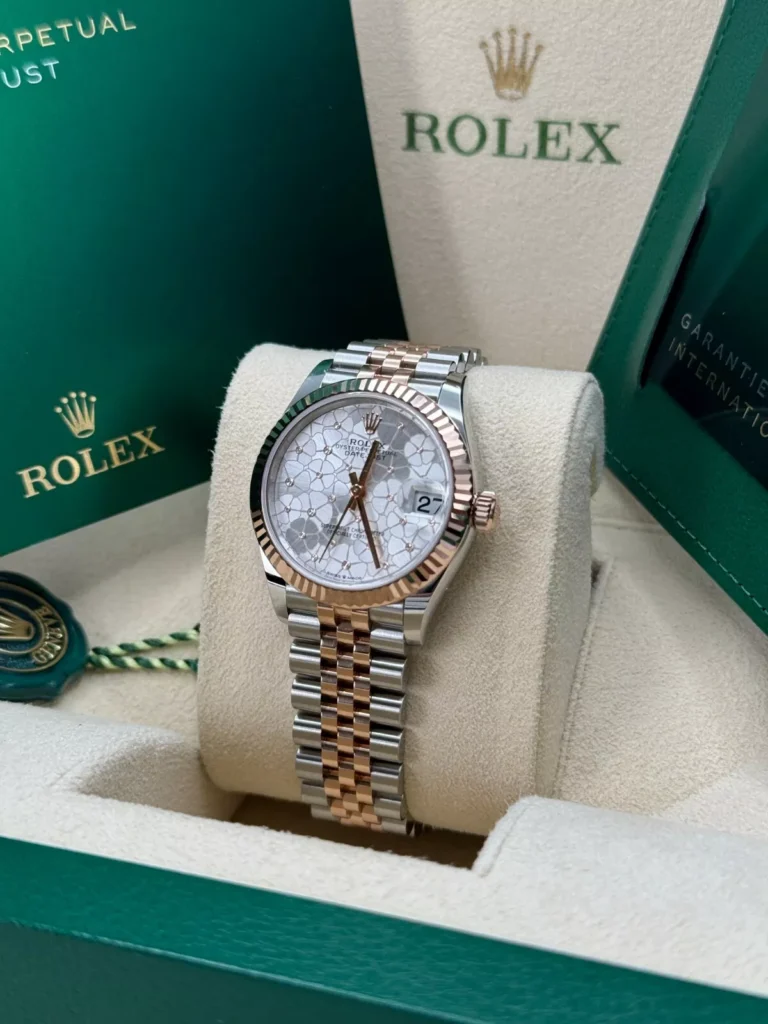 RLX Datejust m278271-0031/0032 Silver Floral Motif 31mm Dial Oyster Bracelet Watch