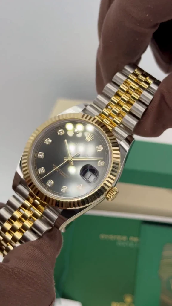 RLX Datejust 41mm 126333 Black Diamond Jubilee Steel and Yellow Gold Men’s Watch