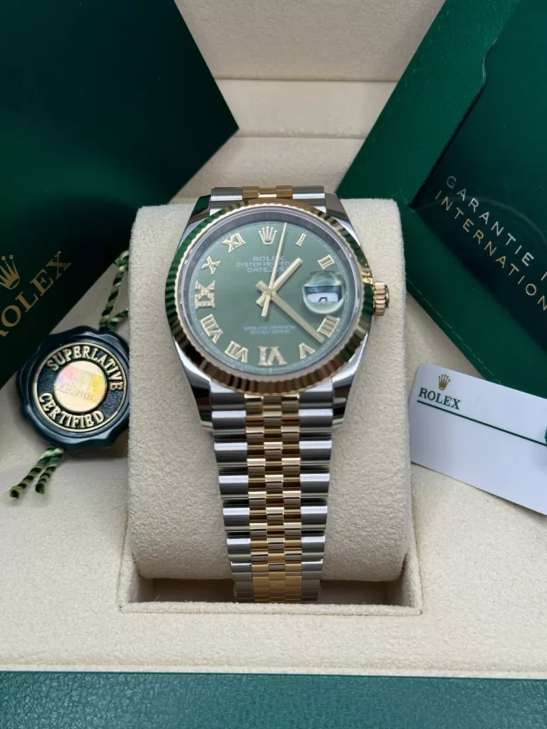 RLX Datejust 36mm 126233 Olive-green Roman Diamond Dial Two-Tone Jubilee Bracelet