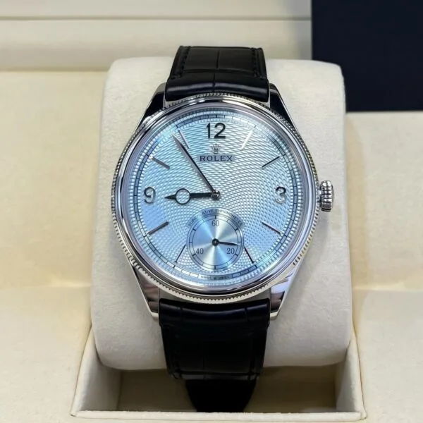 Rolex 1908 Platinum Ice Blue Dial Black Alligator Strap - 52506-0003