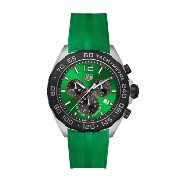 【7A Quality】TAG Heuer Formula 1 Quartz Chronograph 200M 43mm Mens Watch Green Rubber CAZ101AP.FT8056