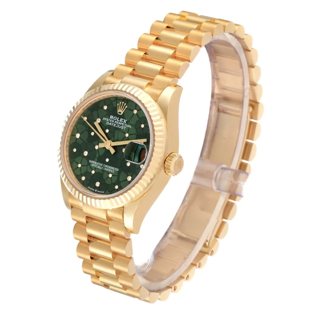 RLX Datejust m278278-0046 Olive Green Floral Motif 31mm President Bracelet Watch