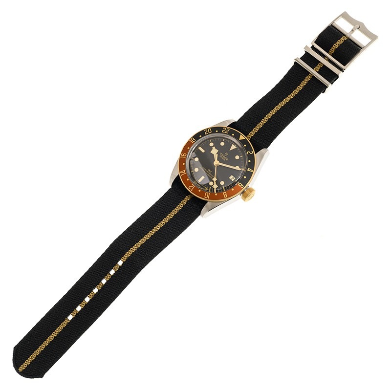 【7A Quality】TUDOR Black Bay GMT S&G Steel and 18ct Yellow Gold 41mm Fabric Strap Watch M79833MN-0004