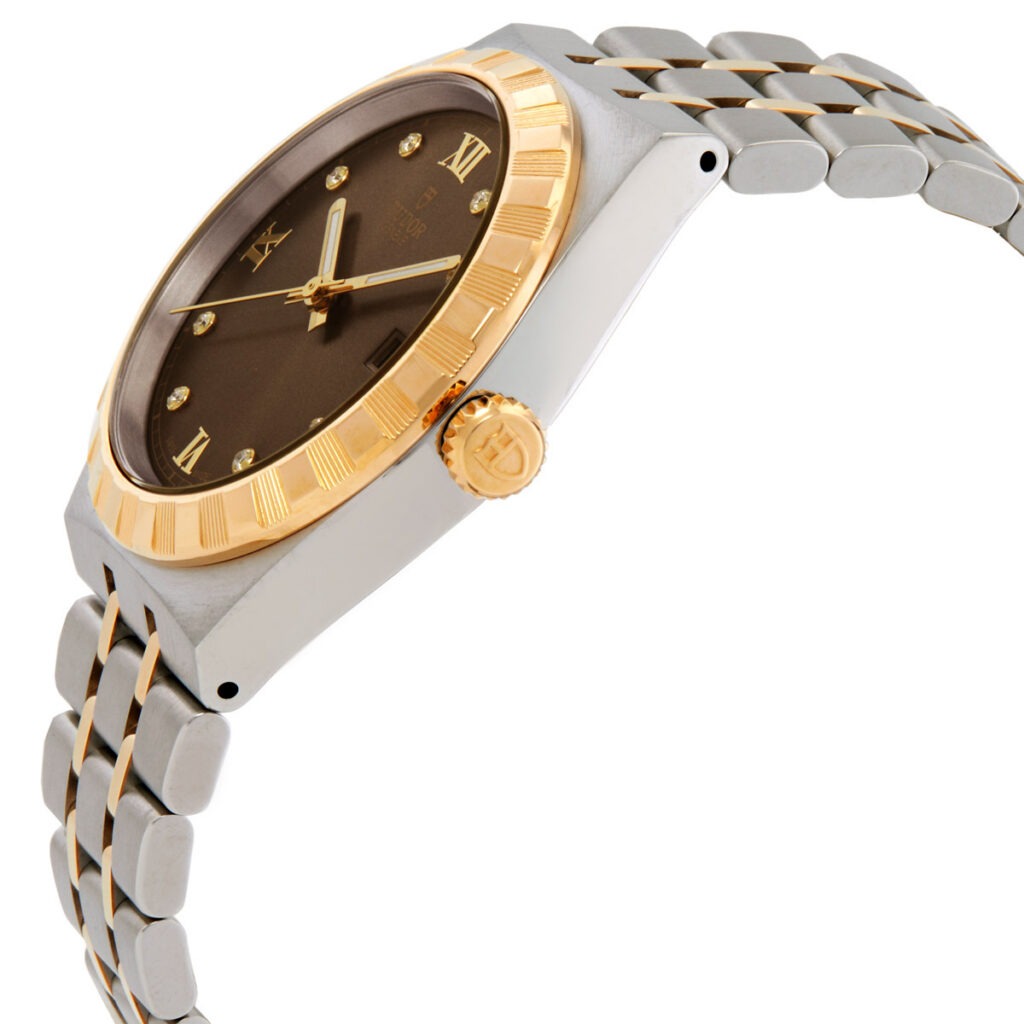 【7A Quality】TUDOR Royal 38mm Two-Tone Brown Diamond Dial Automatic Bracelet Watch M28503-0008