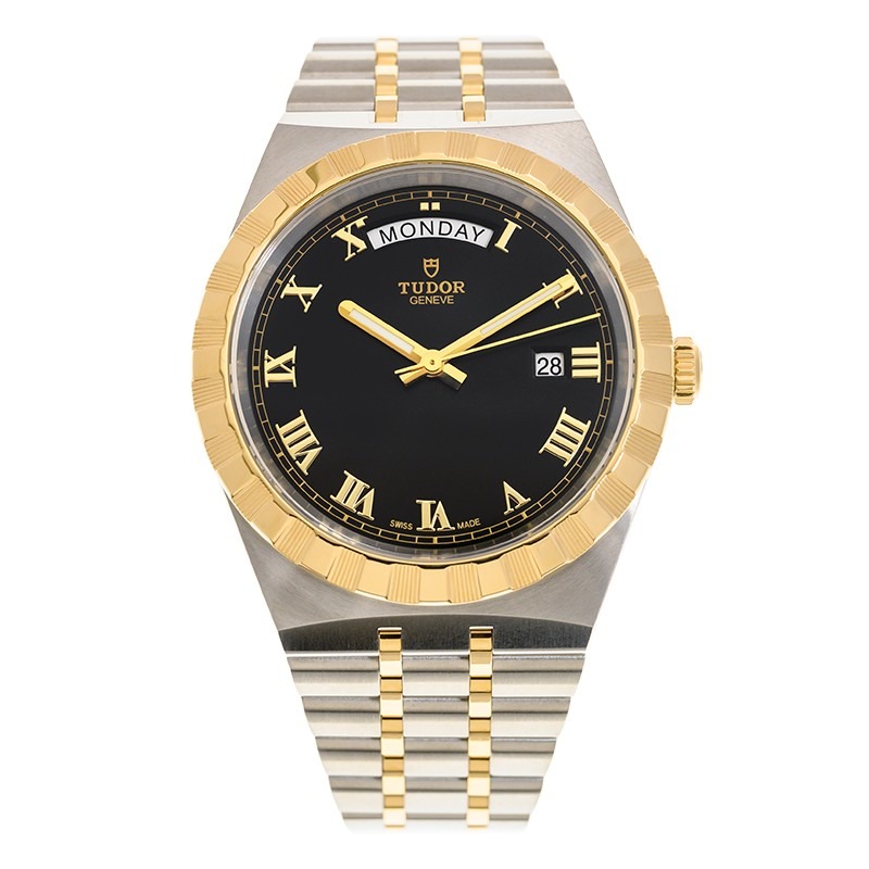 【7A Quality】TUDOR Royal Date/Day 41mm S&G Black Roman Dial Automatic Watch M28603-0003