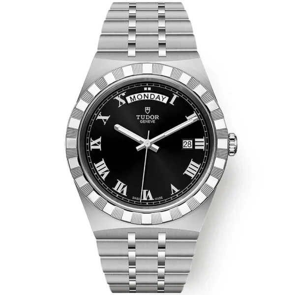 【7A Quality】TUDOR Royal Date/Day 41mm Black Roman Dial Men's Automatic Watch M28600-0003