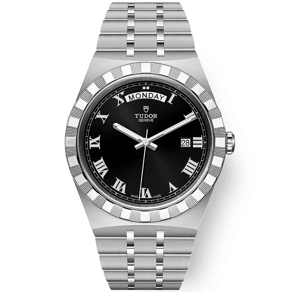 【7A Quality】TUDOR Royal Date/Day 41mm Black Roman Dial Men's Automatic Watch M28600-0003