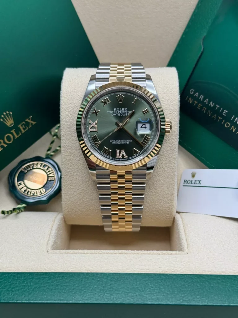 RLX Datejust 36mm 126233 Olive-green Roman Diamond Dial Two-Tone Jubilee Bracelet