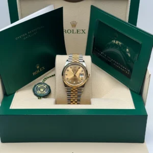 RLX Datejust 41mm Two-Tone Yellow Gold Fluted Bezel Champagne Diamond Dial Oyster - 126333