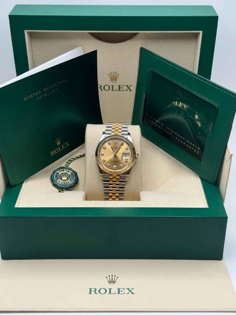 RLX Datejust 41mm Two-Tone Yellow Gold Fluted Bezel Champagne Diamond Dial Oyster - 126333