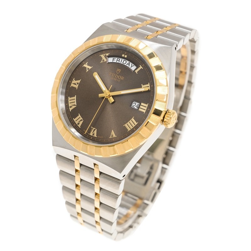 【7A Quality】TUDOR Royal Date/Day 41mm S&G Brown Roman Dial Automatic Watch M28603-0007
