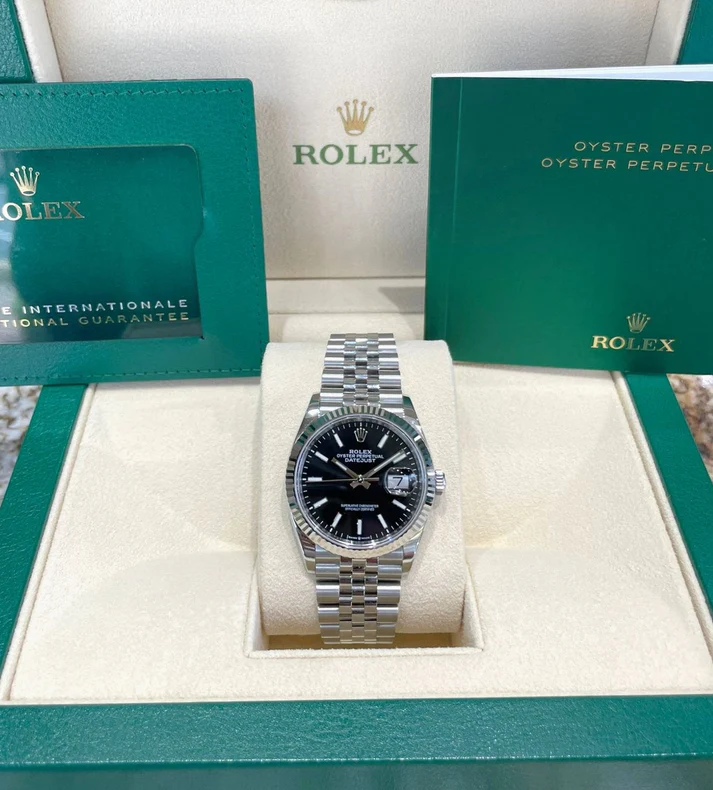 RLX Datejust 36mm 126234 Black Index Jubilee Stainless Steel Mens Watch
