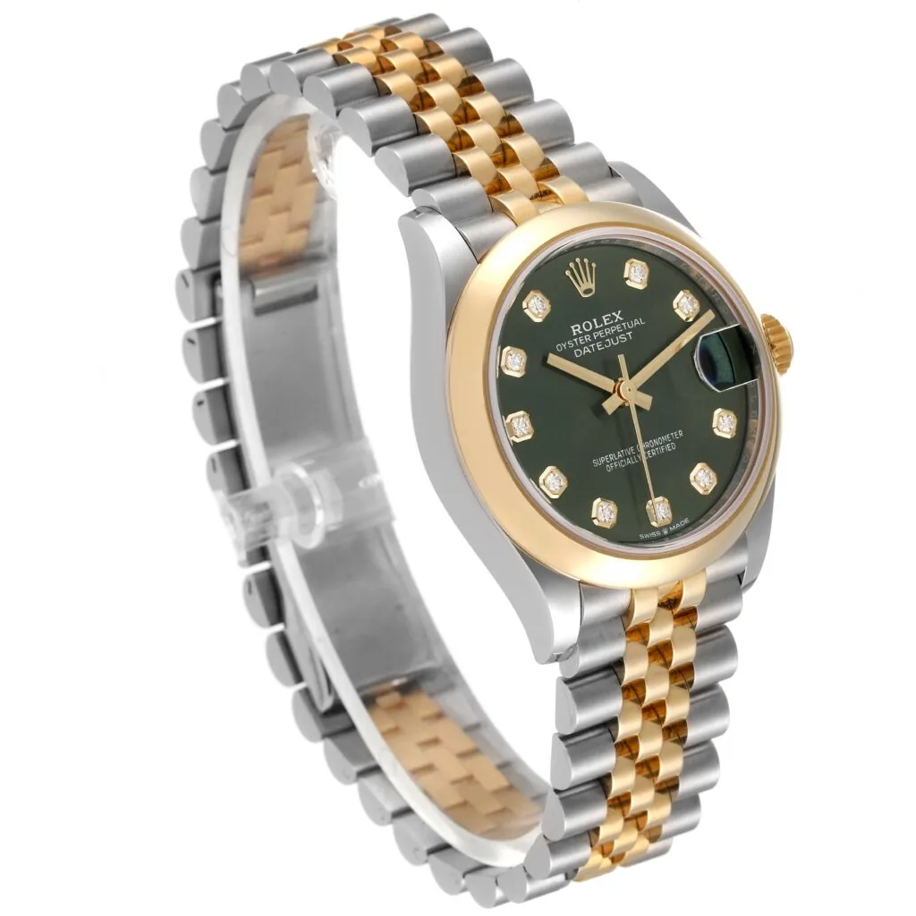 RLX Datejust m278243-0029/0030 31mm Olive Green Dial Yellow Rolesor Oyster Watch
