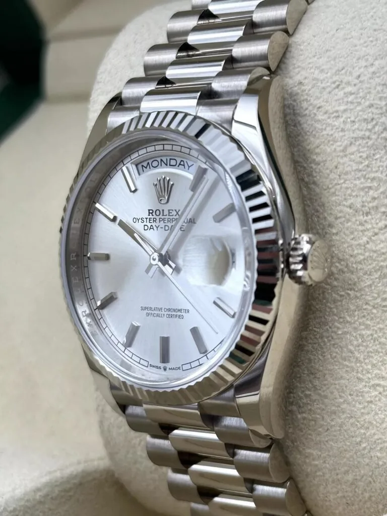 RLX Day-Date "President" 40mm Silver Diamonds Dial 228236-0002