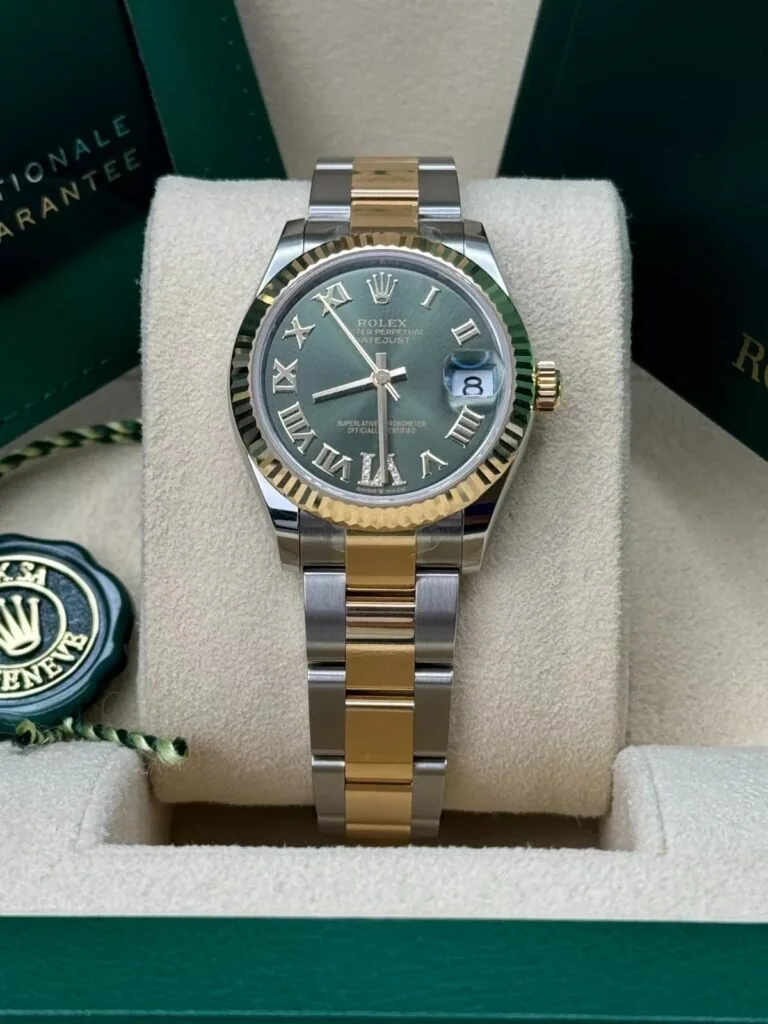RLX Datejust m278273-0015/0016 31mm Olive Green Dial Stainless Steel and Yellow Gold Oyster Watch
