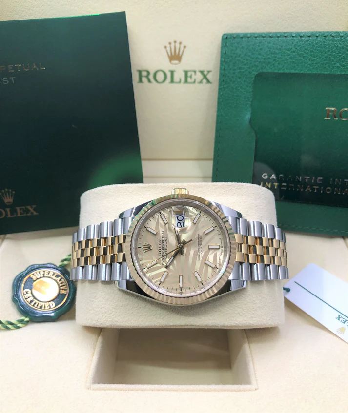 RLX Datejust 36mm 126233 Golden Palm Motif Dial Jubilee Bracelet Watch