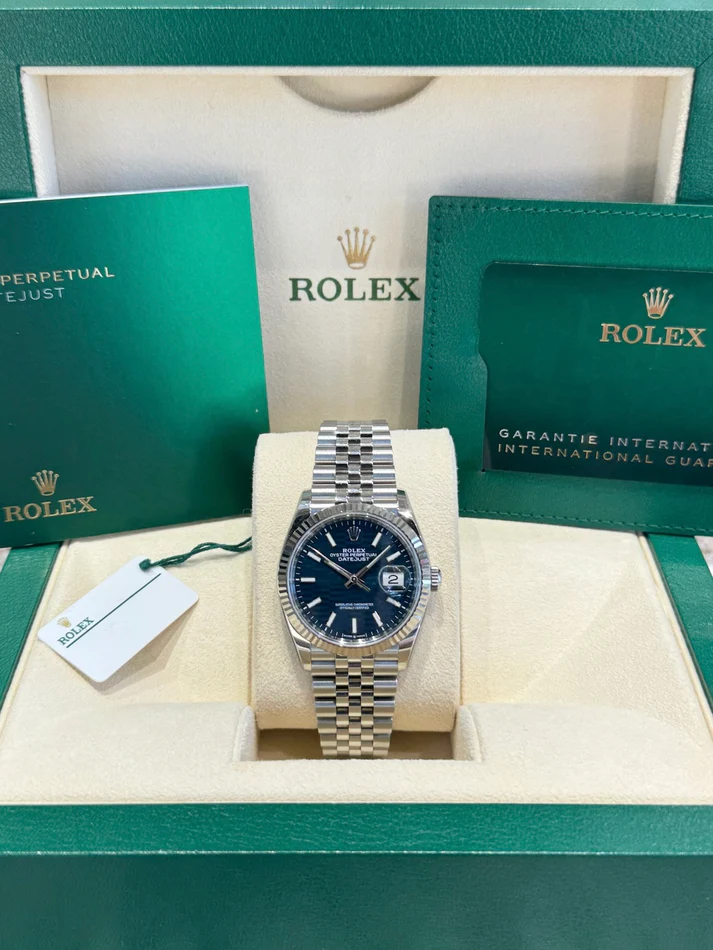 RLX Datejust 36mm 126234 Blue Fluted Motif Dial Jubilee Bracelet