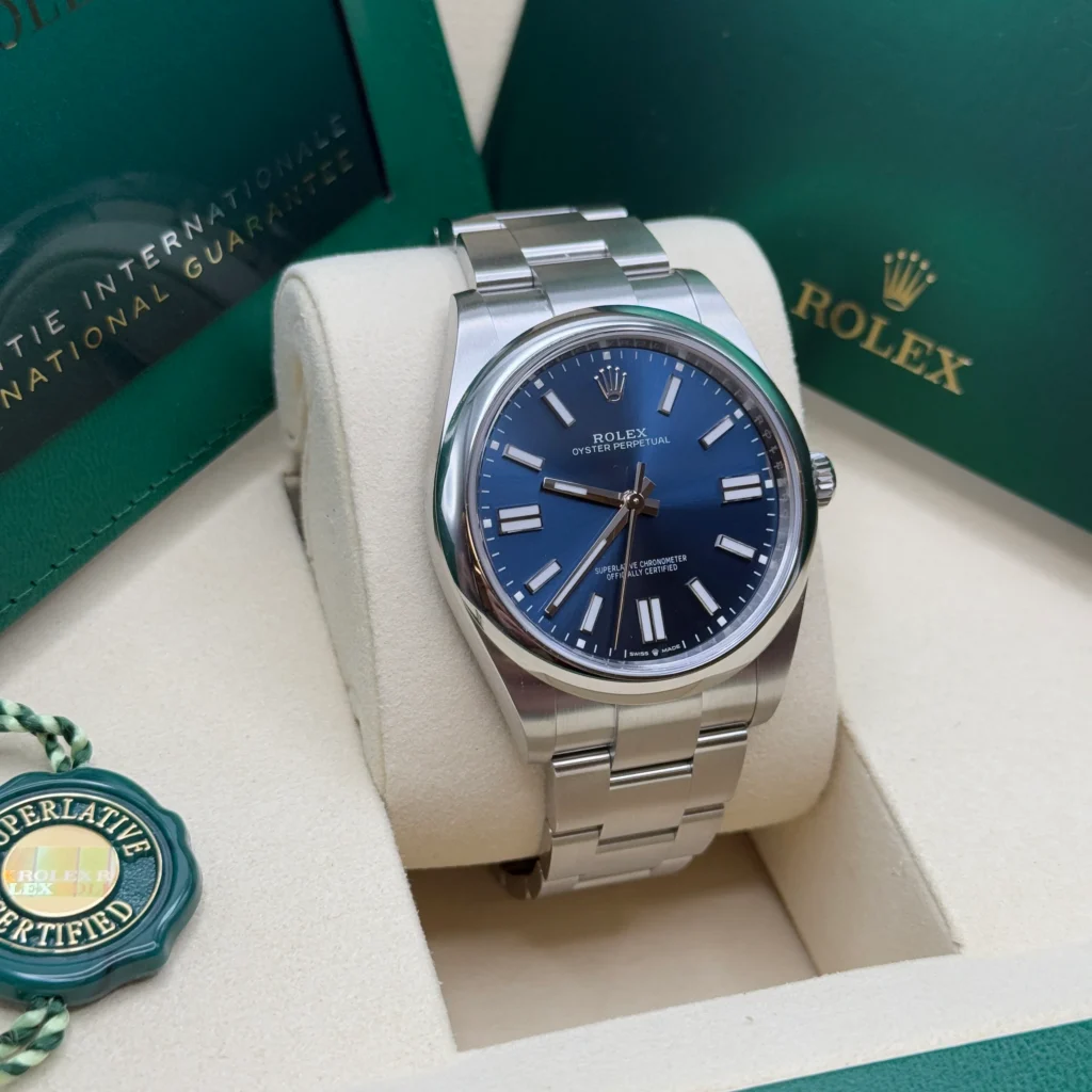 RLX Oyster Perpetual 41mm 124300-0003 Oyster Perpetual Stainless Steel Blue Index Dial Watch